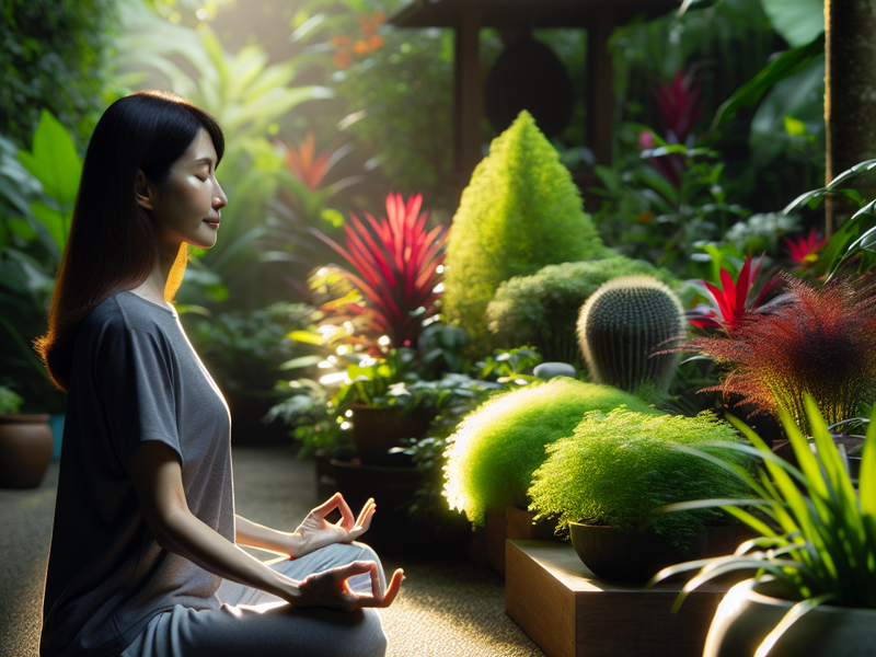 Mindfulness meditation in a peaceful garden